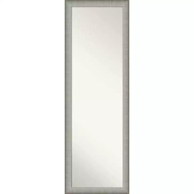 17" x 51" Elegant Brushed Framed On the Door Mirror Pewter - Amanti Art: Polystyrene Frame Includes Mounting Hardware