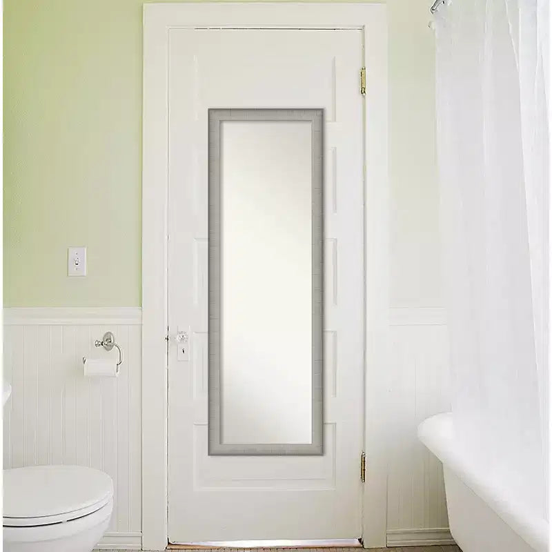 Miroir de porte encadré, finition étain brossé élégant