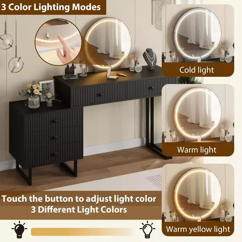 Coiffeuse avec miroir lumineux