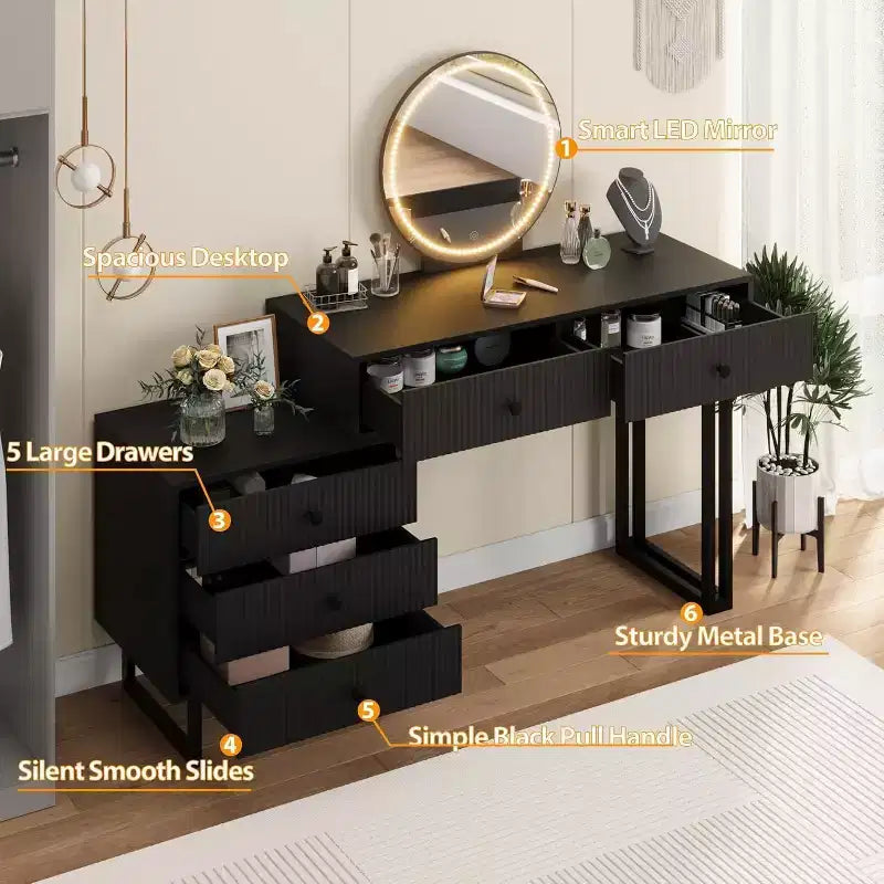 Coiffeuse avec miroir lumineux