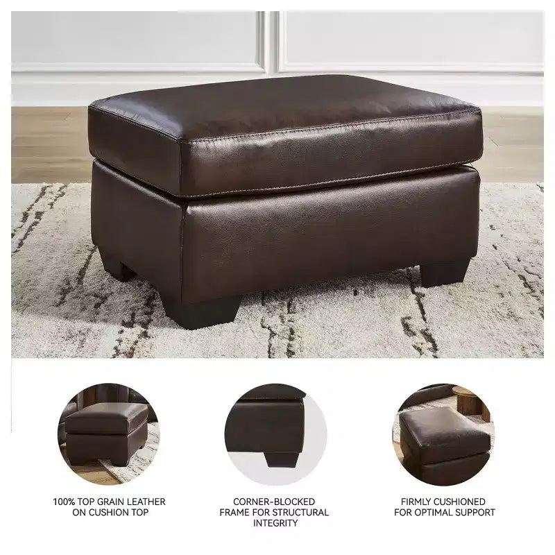 Ottoman en cuir marron foncé