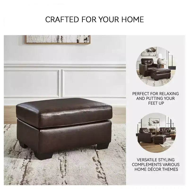 Ottoman en cuir marron foncé