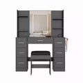 Vanity Desk with Stool Bedroom Vanity Table Set Hair Dryer Rack Open Shelves 7 Drawers 3 Color Modes Brightness Adjustable Dressing