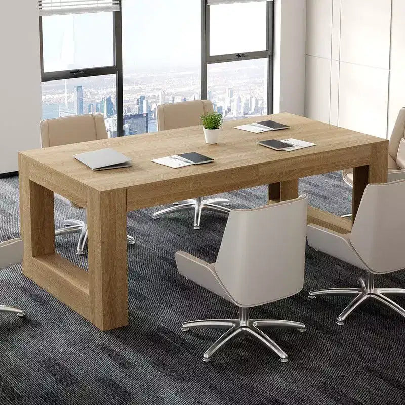 Famapy Office Conference Desk with Open Frame Design Spacious Computer Desk Writing Desk for Airy Look Sturdy for Team Meetings