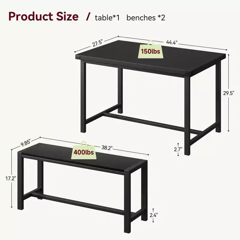 Table de salle à manger avec pieds en métal