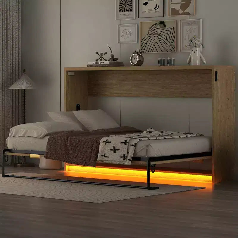 Lit armoire de rangement en bois