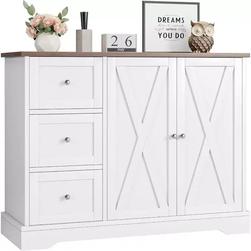 COZONY Sideboard Buffet Cabinet with Storage Kitchen Cabinet with Drawers and Doors Multi-Functional Coffee Bar Cabinet for Living Room Dining Room