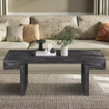 48 Vintage Wood Coffee Table Rectangular Cocktail Center Table with Trestle Base for Living Room - Panipeachy