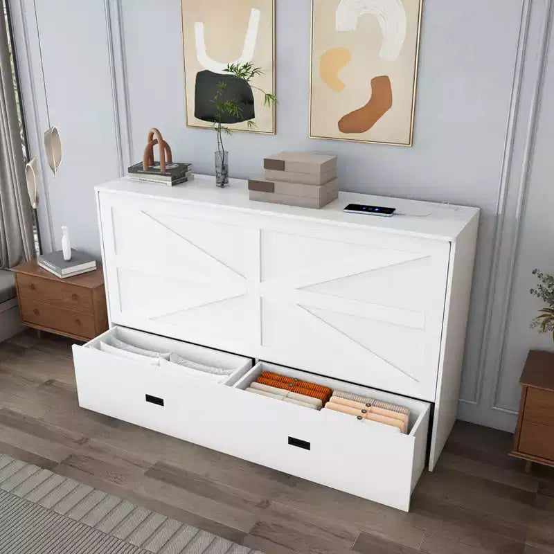 Lit moderne avec tiroir de rangement et roulettes pivotantes