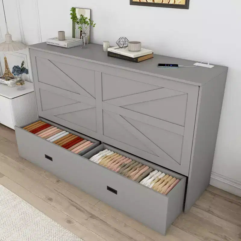 Lit moderne avec tiroir de rangement et roulettes pivotantes