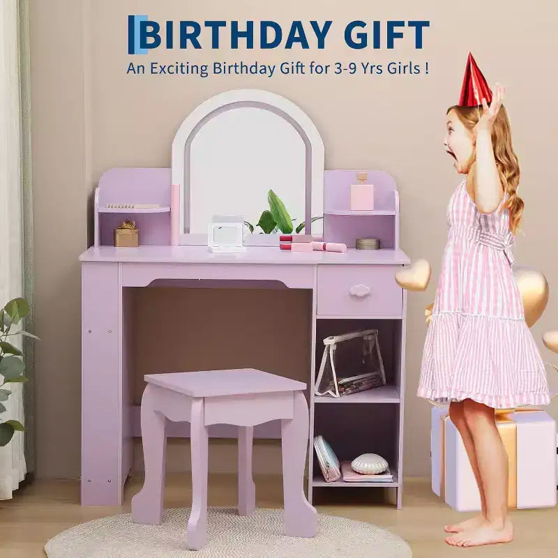 Coiffeuse et tabouret 2 en 1 pour enfants