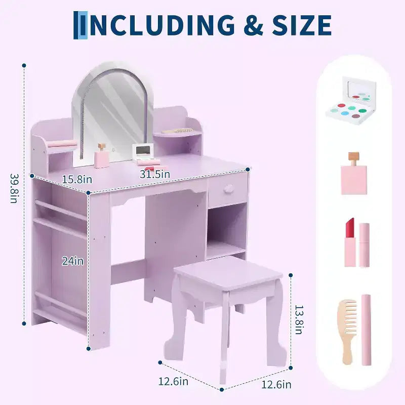Coiffeuse et tabouret 2 en 1 pour enfants