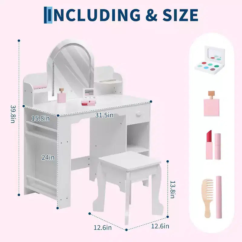 Coiffeuse et tabouret 2 en 1 pour enfants