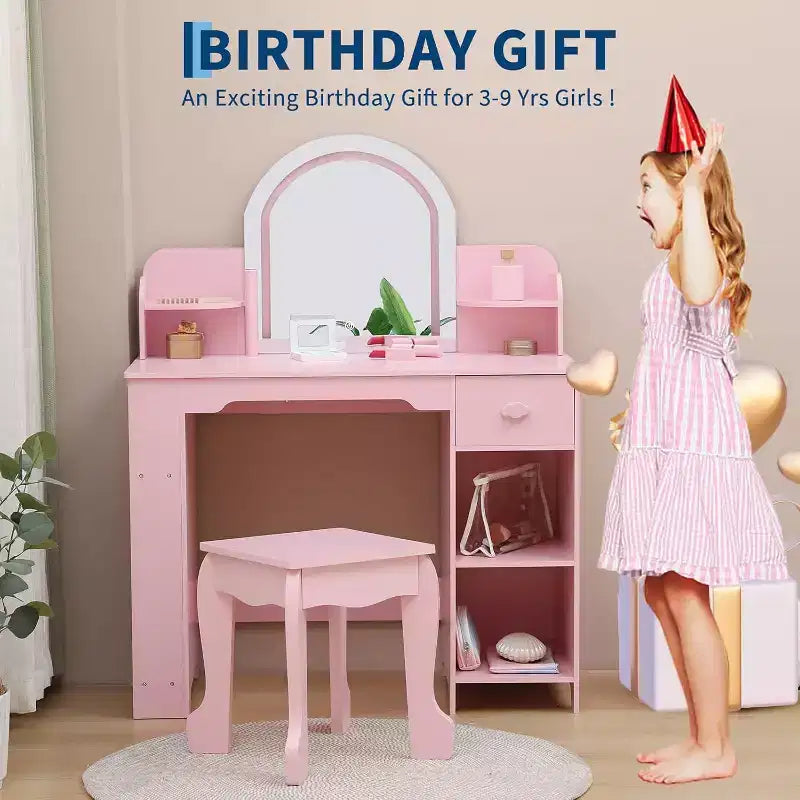 Coiffeuse et tabouret 2 en 1 pour enfants