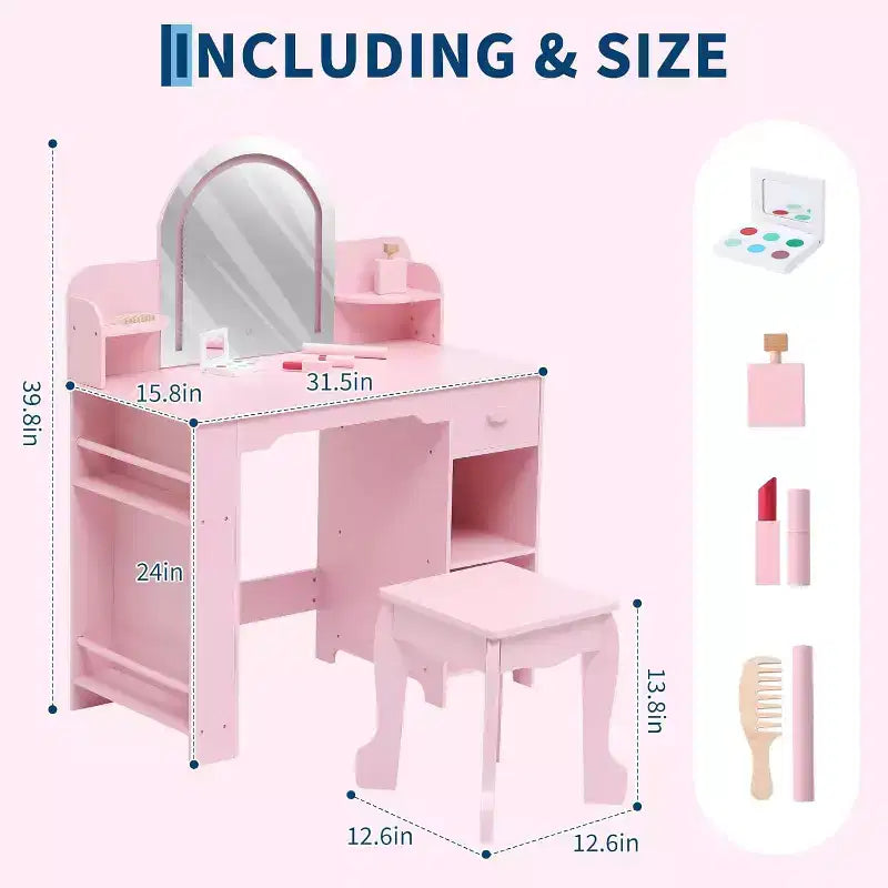 Coiffeuse et tabouret 2 en 1 pour enfants