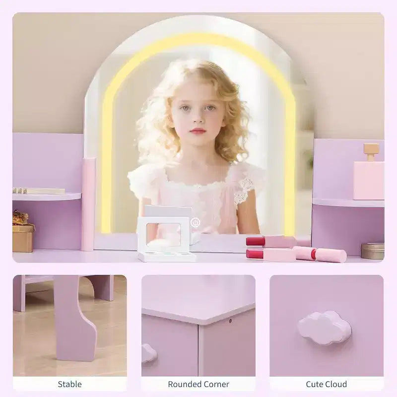 Coiffeuse et tabouret 2 en 1 pour enfants