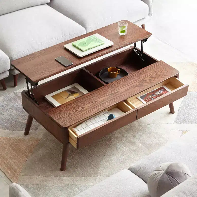 Table basse à plateau relevable en bois massif