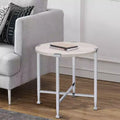 Table d'appoint avec base en métal en forme de X et plateau rond en bois argenté