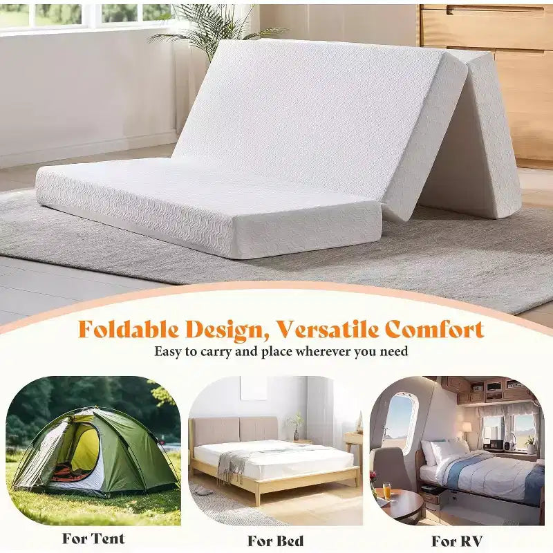 Matelas en mousse à mémoire de forme pliable en trois parties