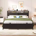 Besiost Storage Bed with Sliding Doors LED Lights & USB Charging Station