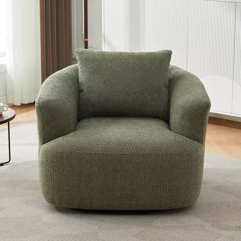 TUYOHW 38.2 Swivel Barrel Chair Upholstered Accent Sofa Chair with Pocket Springs Deep Seat Throw Pillow Lounge Chair for Living Room Bedroom