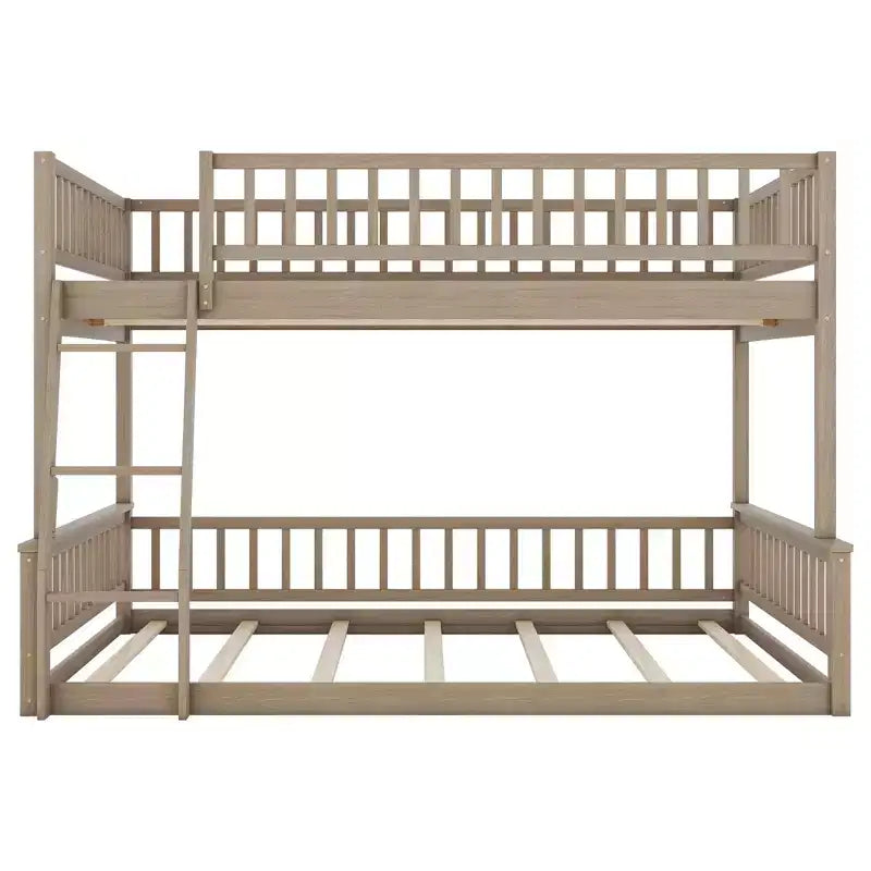 Lit superposé en bois avec échelle, barrières de sécurité et design convertible