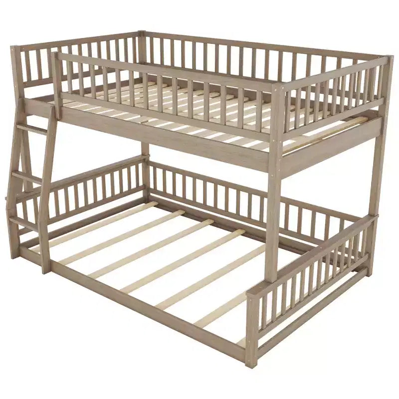 Lit superposé en bois avec échelle, barrières de sécurité et design convertible