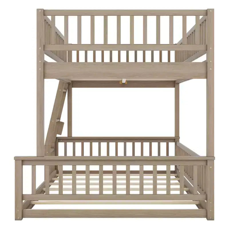 Lit superposé en bois avec échelle, barrières de sécurité et design convertible