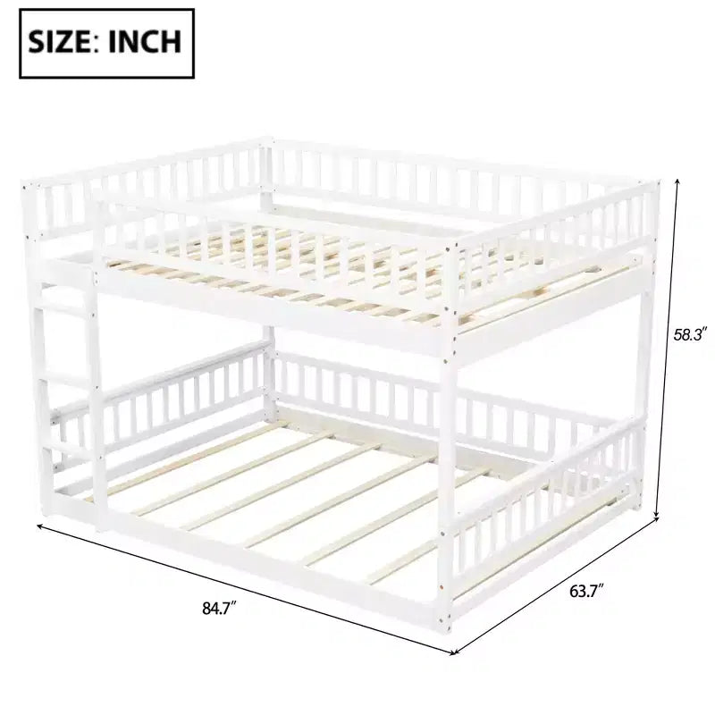 Lit superposé en bois avec échelle, barrières de sécurité et design convertible
