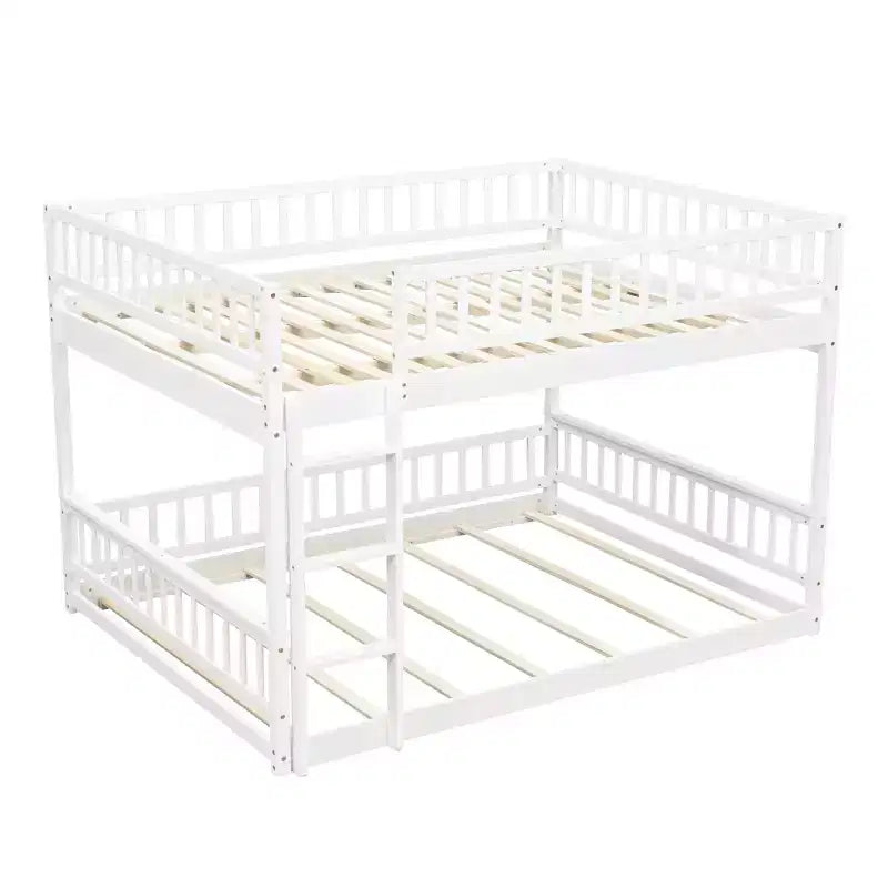 Lit superposé en bois avec échelle, barrières de sécurité et design convertible