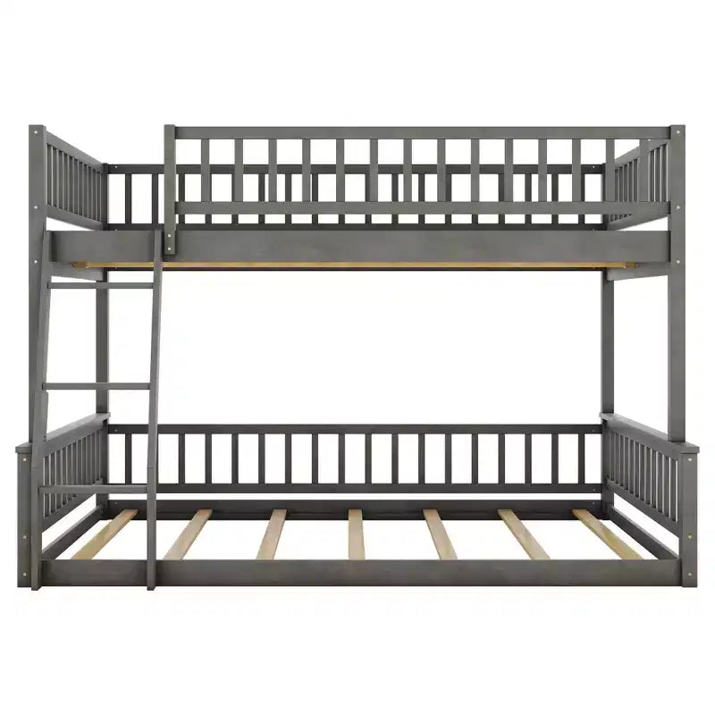 Lit superposé en bois avec échelle, barrières de sécurité et design convertible