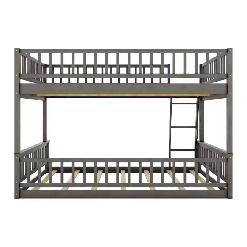 Lit superposé en bois avec échelle, barrières de sécurité et design convertible