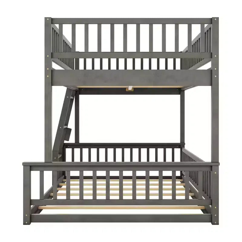Lit superposé en bois avec échelle, barrières de sécurité et design convertible