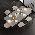2m Rectangular Dining Table Modern Industrial MDF Top Metal Legs Rounded Corners for Family Kitchen
