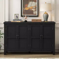4-Door Sideboard Storage Cabinet with Adjustable Shelves Retro Dining Room Buffet Cabinet with Pinewood Legs - Panipeachy