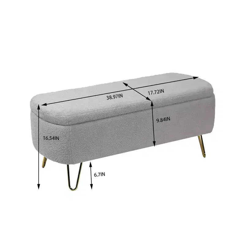 Banc de lit/coffre de rangement en fausse fourrure