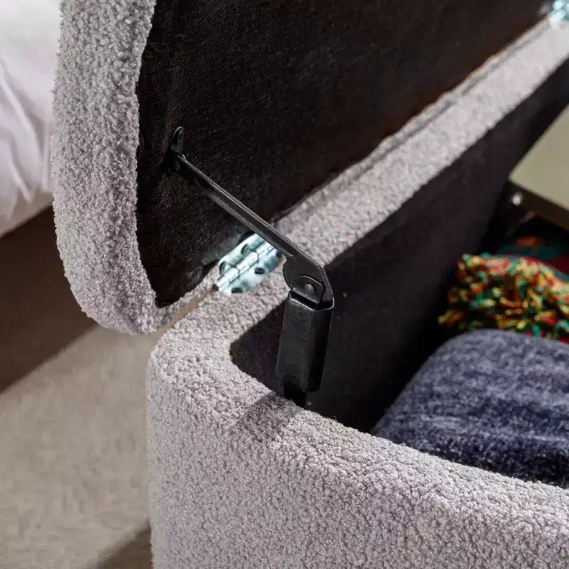 Banc de lit/coffre de rangement en fausse fourrure