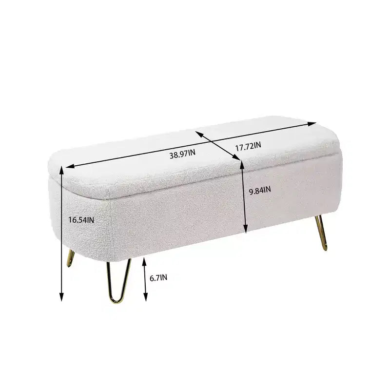 Banc de lit/coffre de rangement en fausse fourrure