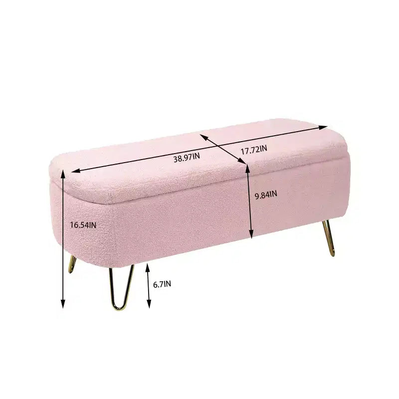 Banc de lit/coffre de rangement en fausse fourrure