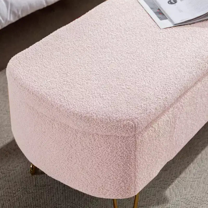 Banc de lit/coffre de rangement en fausse fourrure