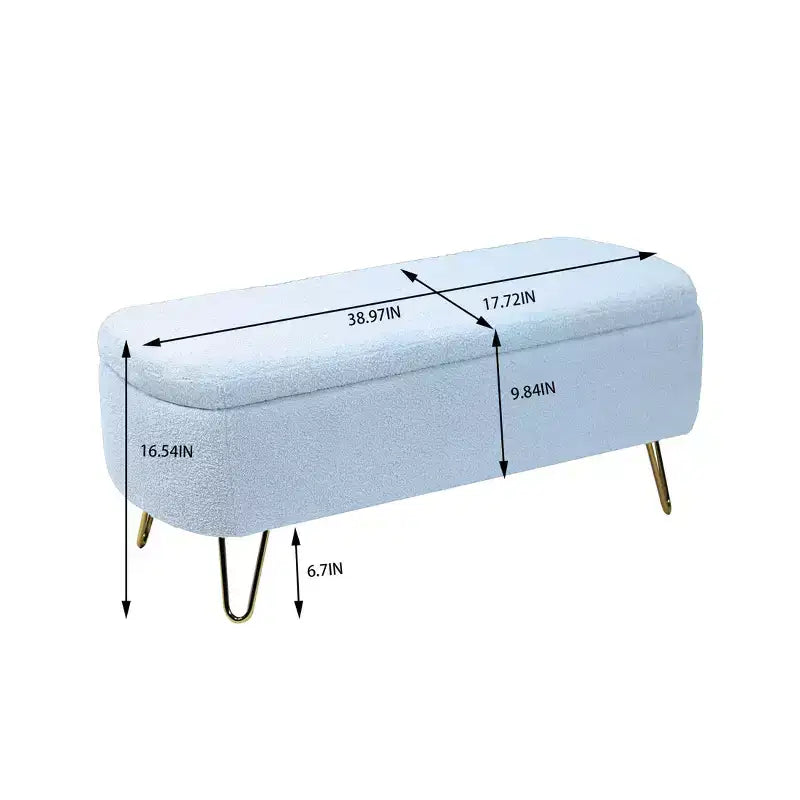 Banc de lit/coffre de rangement en fausse fourrure