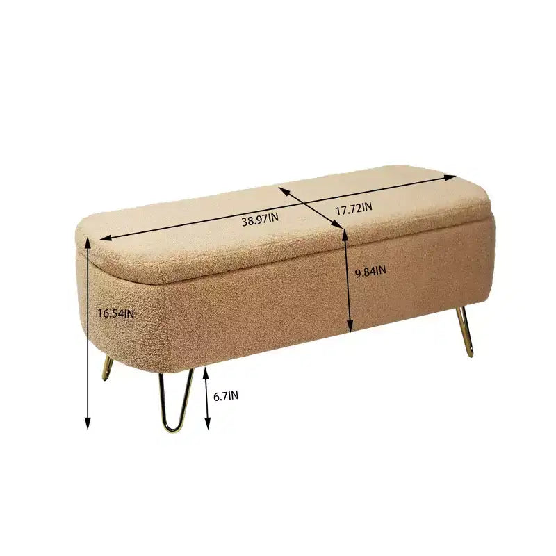 Banc de lit/coffre de rangement en fausse fourrure