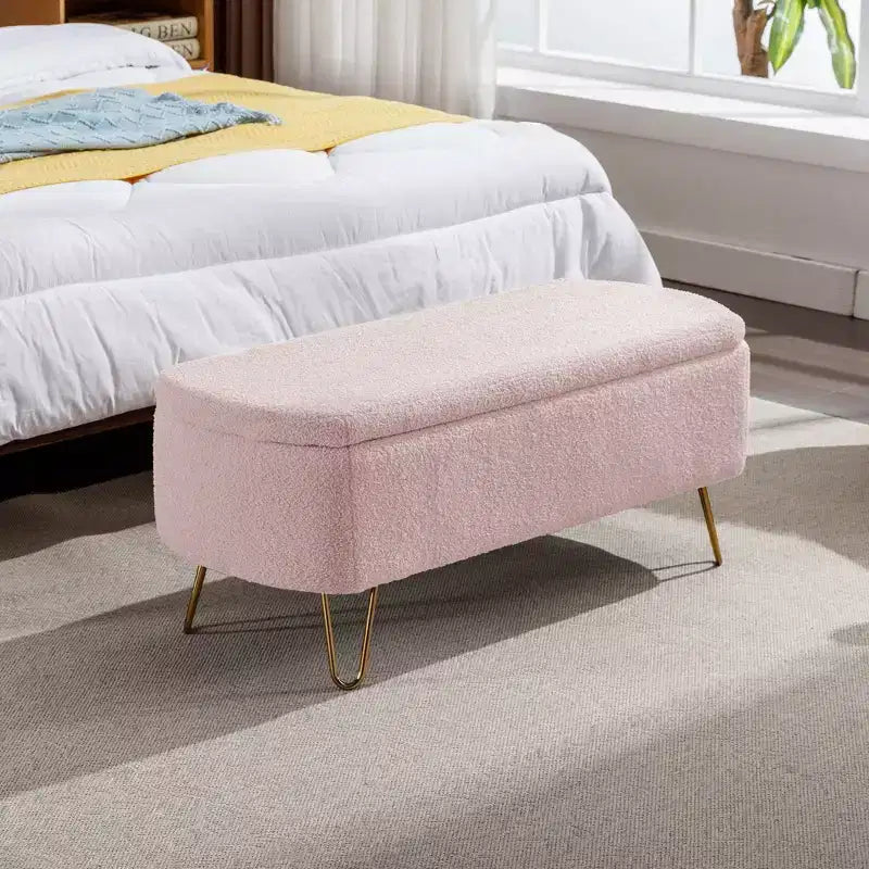 Banc de lit/coffre de rangement en fausse fourrure