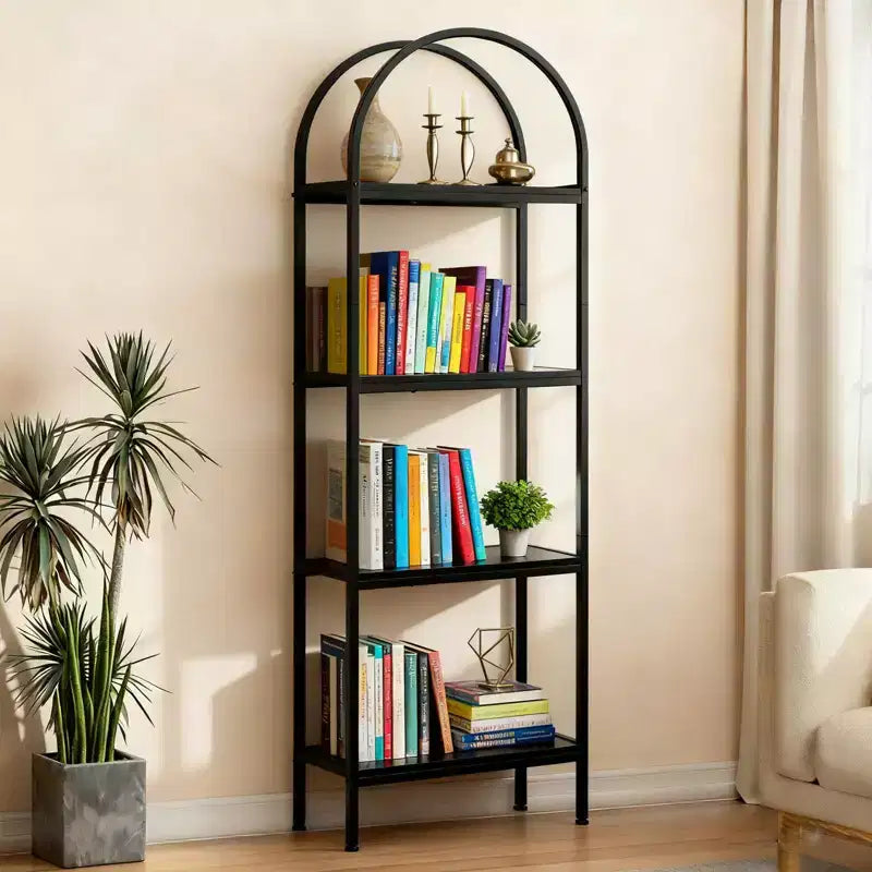 Bookshelf Arched Bookshelf 5 Tier Bookcase Industrial Open Book Shelves for Living Room Modern Freestanding Display Shelving Unit Storage Rack