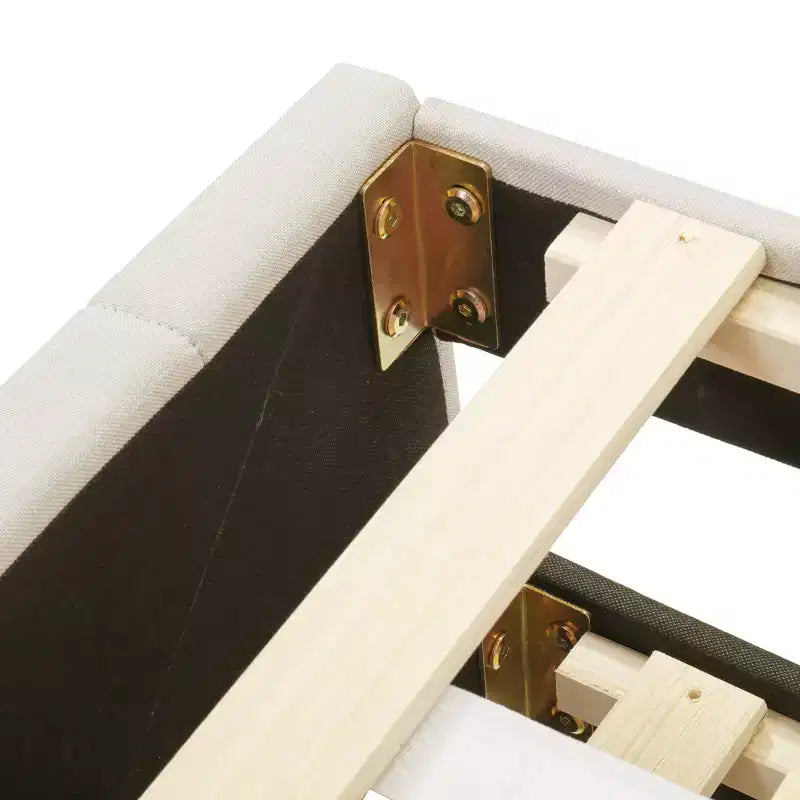 Lit plate-forme capitonné avec lit gigogne et tiroirs