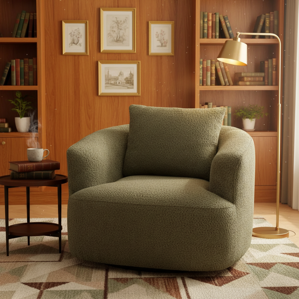 Swivel Barrel Chair Upholstered Accent Sofa Chair