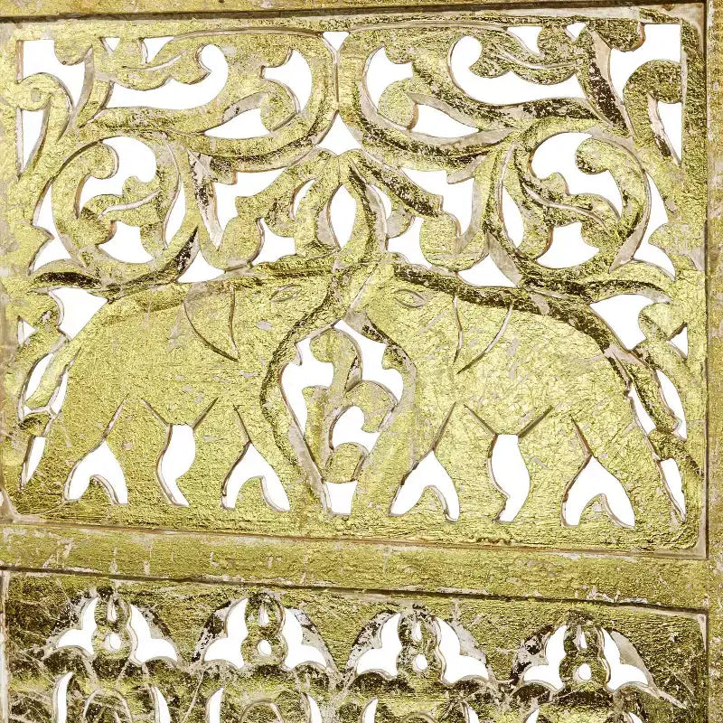 Paravent décoratif traditionnel à 4 panneaux finement sculptés