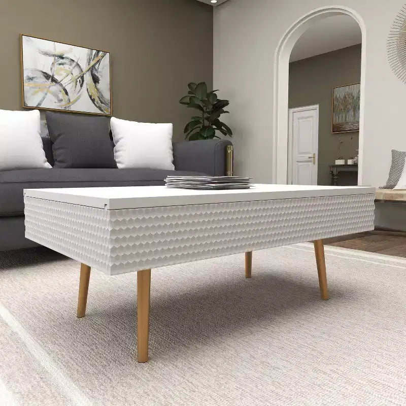 Table basse contemporaine en bois blanc