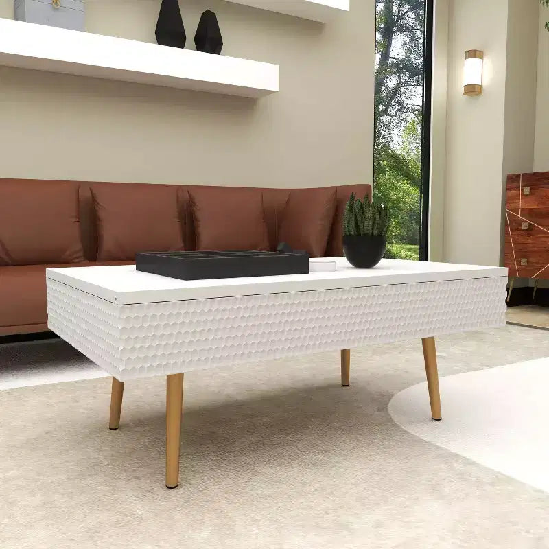 Table basse contemporaine en bois blanc
