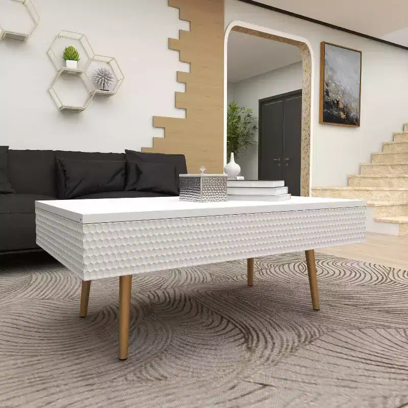 Table basse contemporaine en bois blanc